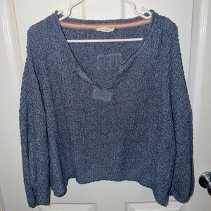 Women's Blue Cropped Sweater